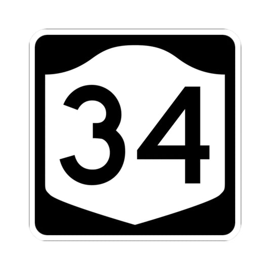 NY-34 (New York) (Road Sign) STICKER Vinyl Kiss-Cut Decal 2 Inch White - The Sticker Space