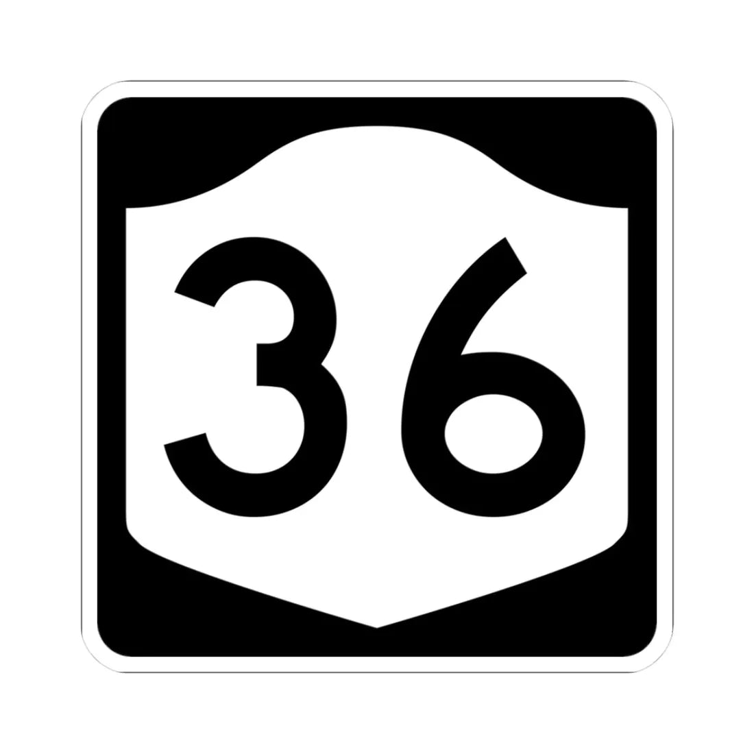 NY-36 (New York) (Road Sign) STICKER Vinyl Kiss-Cut Decal 3 Inch White - The Sticker Space