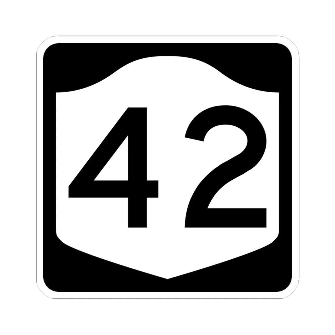 NY-42 (New York) (Road Sign) STICKER Vinyl Kiss-Cut Decal 3 Inch White - The Sticker Space