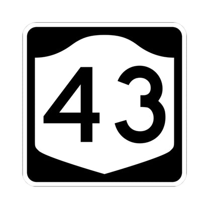 NY-43 (New York) (Road Sign) STICKER Vinyl Kiss-Cut Decal 3 Inch White - The Sticker Space