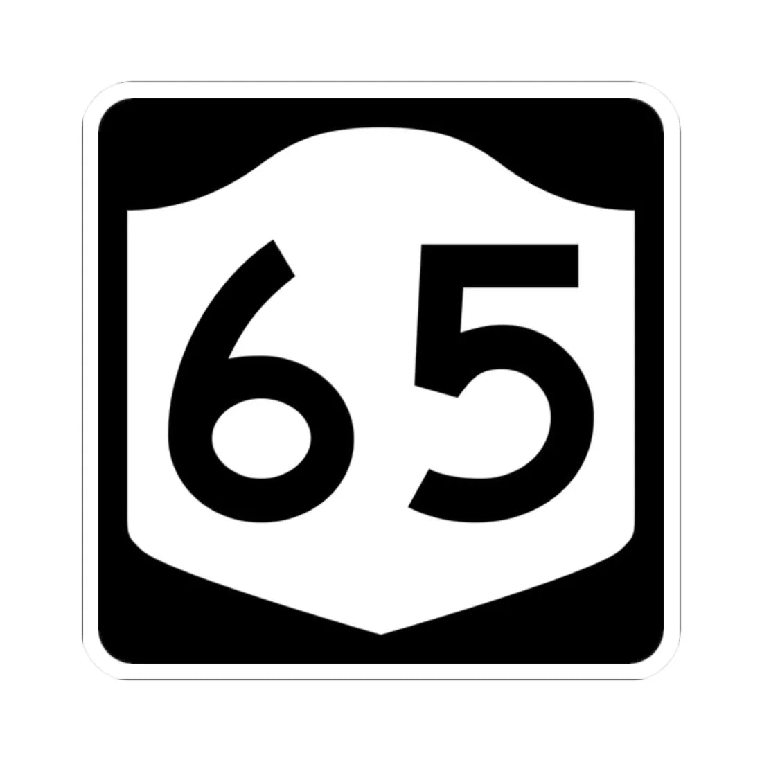 NY-65 (New York) (Road Sign) STICKER Vinyl Kiss-Cut Decal 2 Inch White - The Sticker Space
