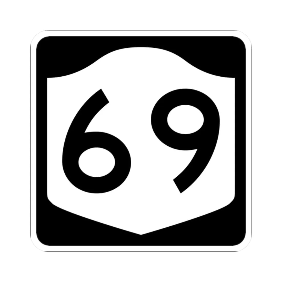 NY-69 (New York) (Road Sign) STICKER Vinyl Kiss-Cut Decal 2 Inch White - The Sticker Space