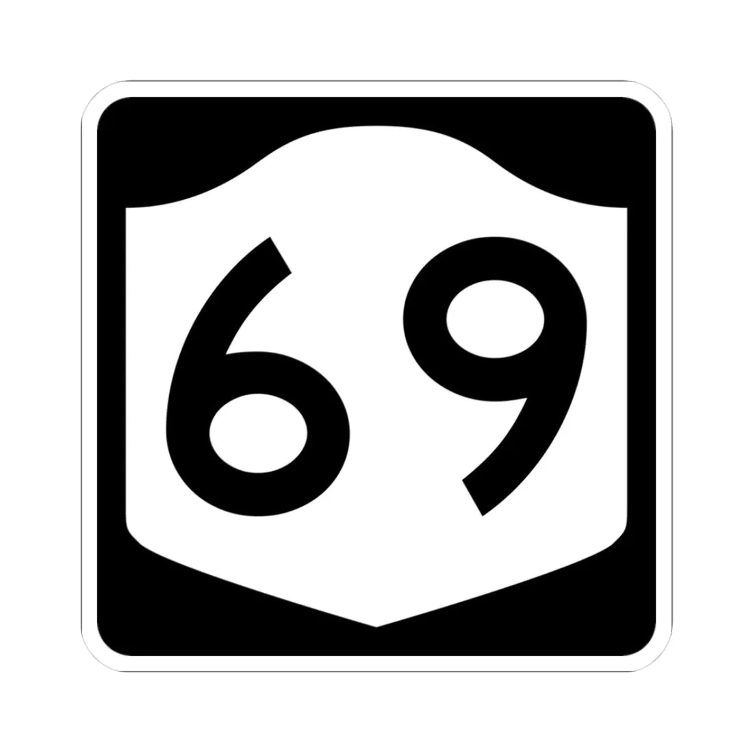 NY-69 (New York) (Road Sign) STICKER Vinyl Kiss-Cut Decal 3 Inch White - The Sticker Space