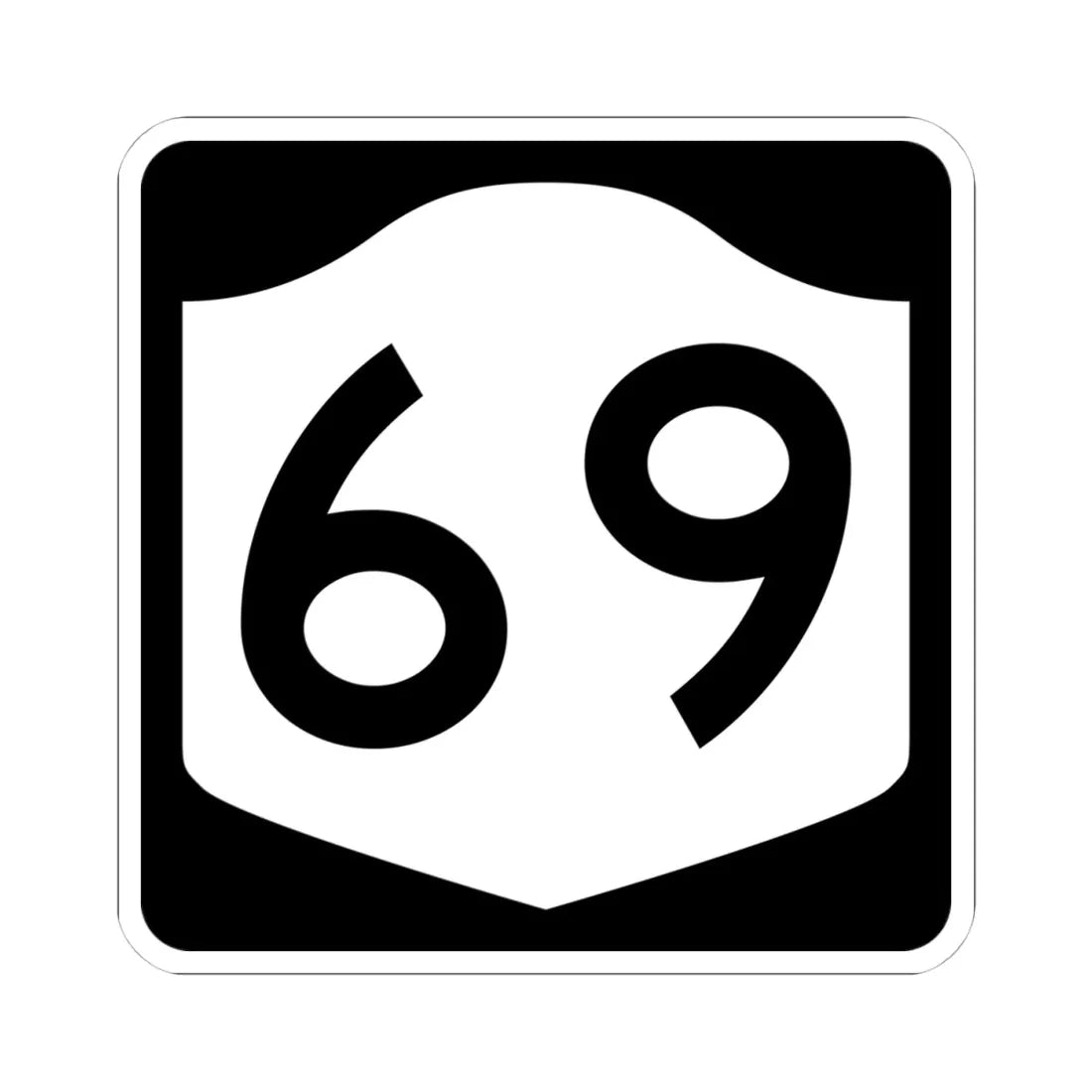 NY-69 (New York) (Road Sign) STICKER Vinyl Kiss-Cut Decal 4 Inch White - The Sticker Space
