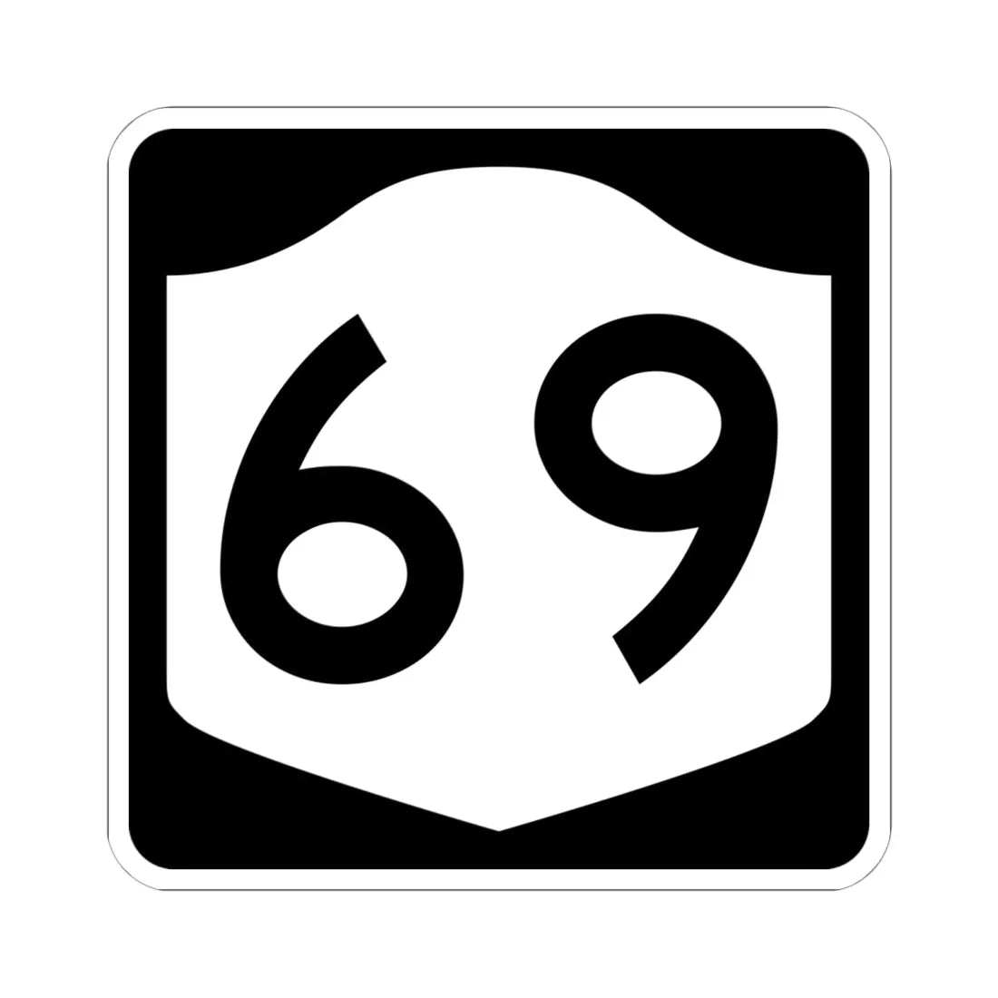 NY-69 (New York) (Road Sign) STICKER Vinyl Kiss-Cut Decal 6 Inch White - The Sticker Space