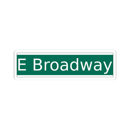 NYCDOT East Broadway Sign (New York) (Road Sign) STICKER Vinyl Kiss-Cut Decal 4 Inch White - The Sticker Space