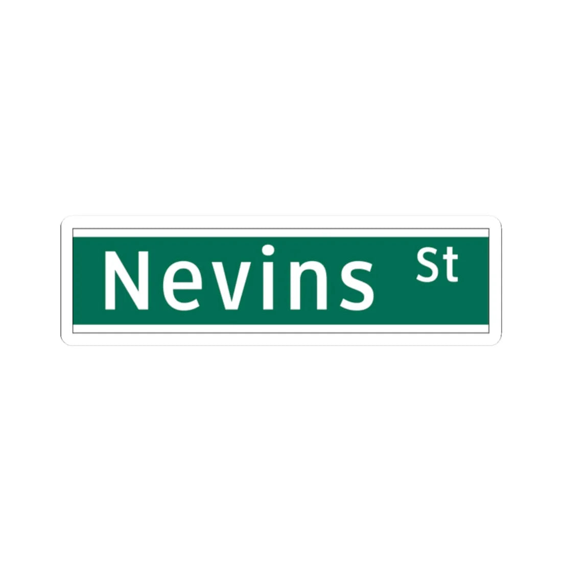 NYCDOT NEVINS ST Sign (New York) (Road Sign) STICKER Vinyl Kiss-Cut Decal 2 Inch White - The Sticker Space