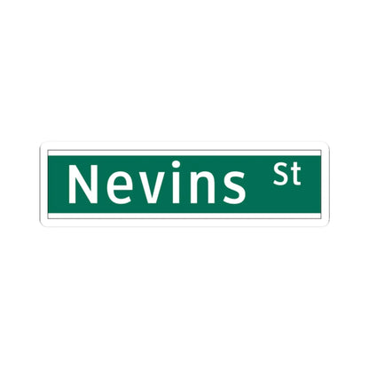 NYCDOT NEVINS ST Sign (New York) (Road Sign) STICKER Vinyl Kiss-Cut Decal 2 Inch White - The Sticker Space