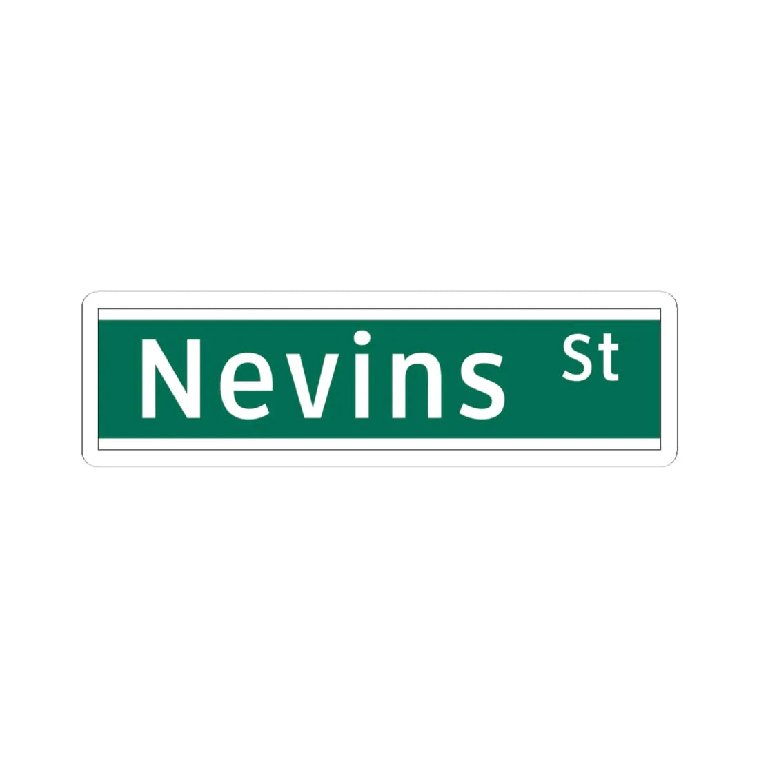 NYCDOT NEVINS ST Sign (New York) (Road Sign) STICKER Vinyl Kiss-Cut Decal 4 Inch White - The Sticker Space
