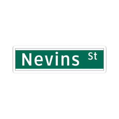 NYCDOT NEVINS ST Sign (New York) (Road Sign) STICKER Vinyl Kiss-Cut Decal 4 Inch White - The Sticker Space