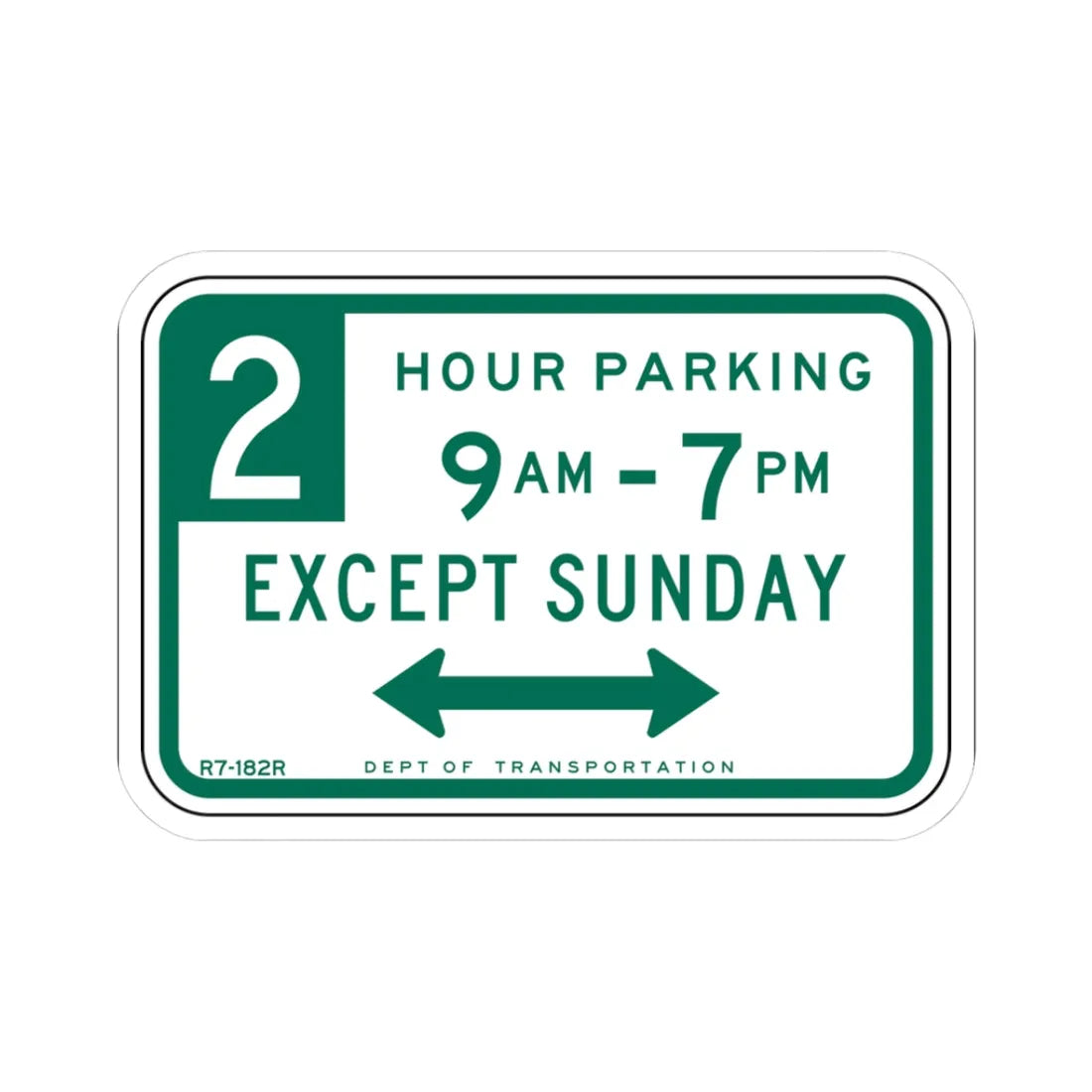 NYCDOT R7-182R (New York) (Road Sign) STICKER Vinyl Kiss-Cut Decal 3 Inch White - The Sticker Space