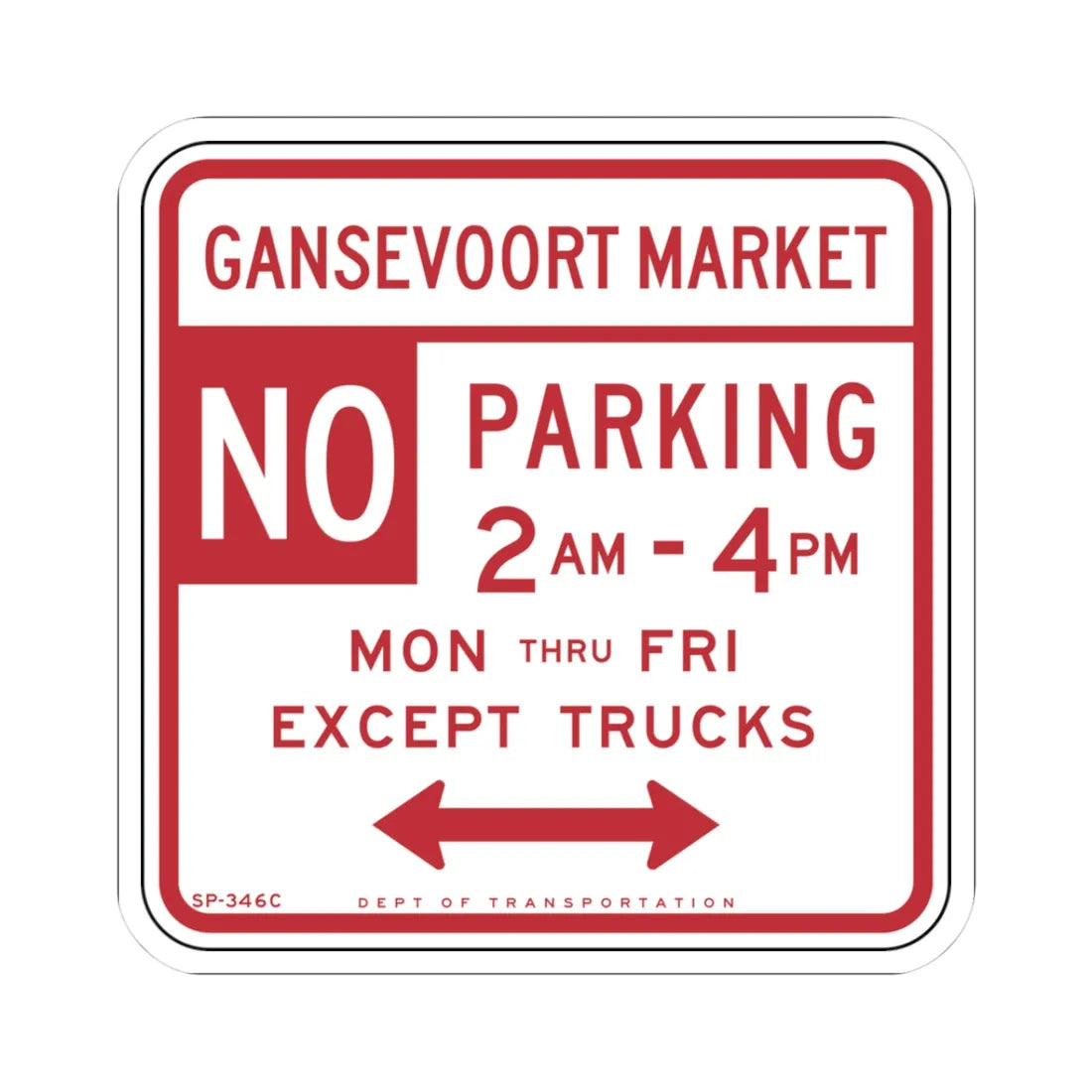 NYCDOT SC-346C (New York) (Road Sign) STICKER Vinyl Kiss-Cut Decal 3 Inch White - The Sticker Space