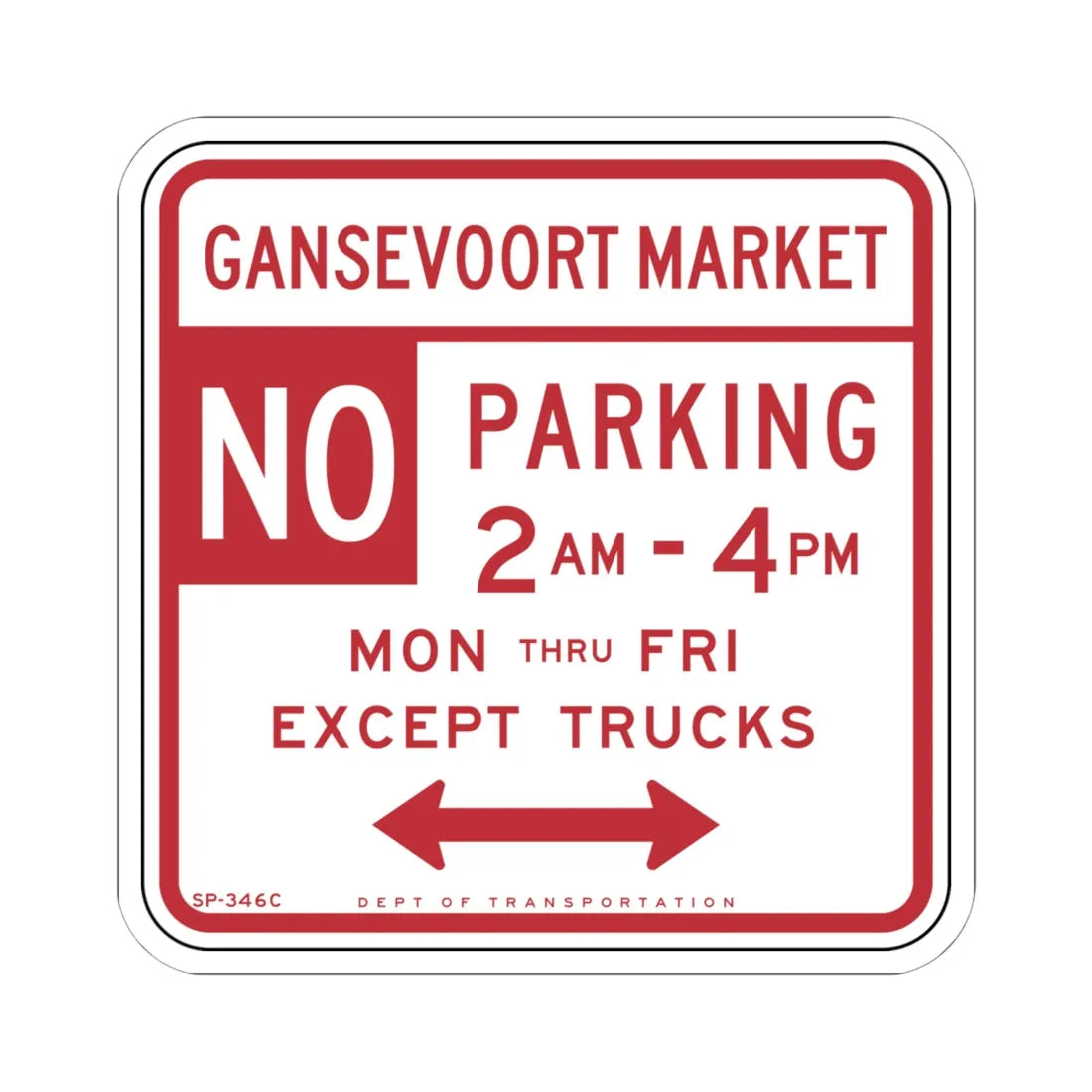 NYCDOT SC-346C (New York) (Road Sign) STICKER Vinyl Kiss-Cut Decal 6 Inch White - The Sticker Space