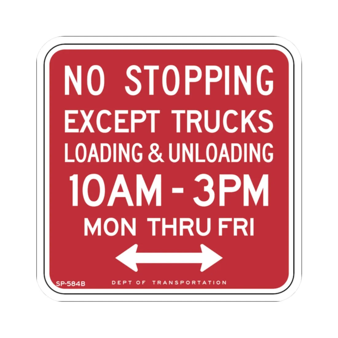 NYCDOT SP-584B (New York) (Road Sign) STICKER Vinyl Kiss-Cut Decal 2 Inch White - The Sticker Space
