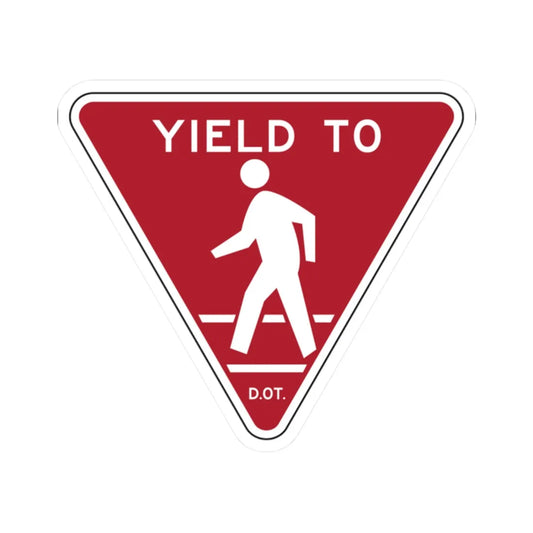 NYCDOT YIELD TO PEDESTRIANS (New York) (Road Sign) STICKER Vinyl Kiss-Cut Decal 2 Inch White - The Sticker Space
