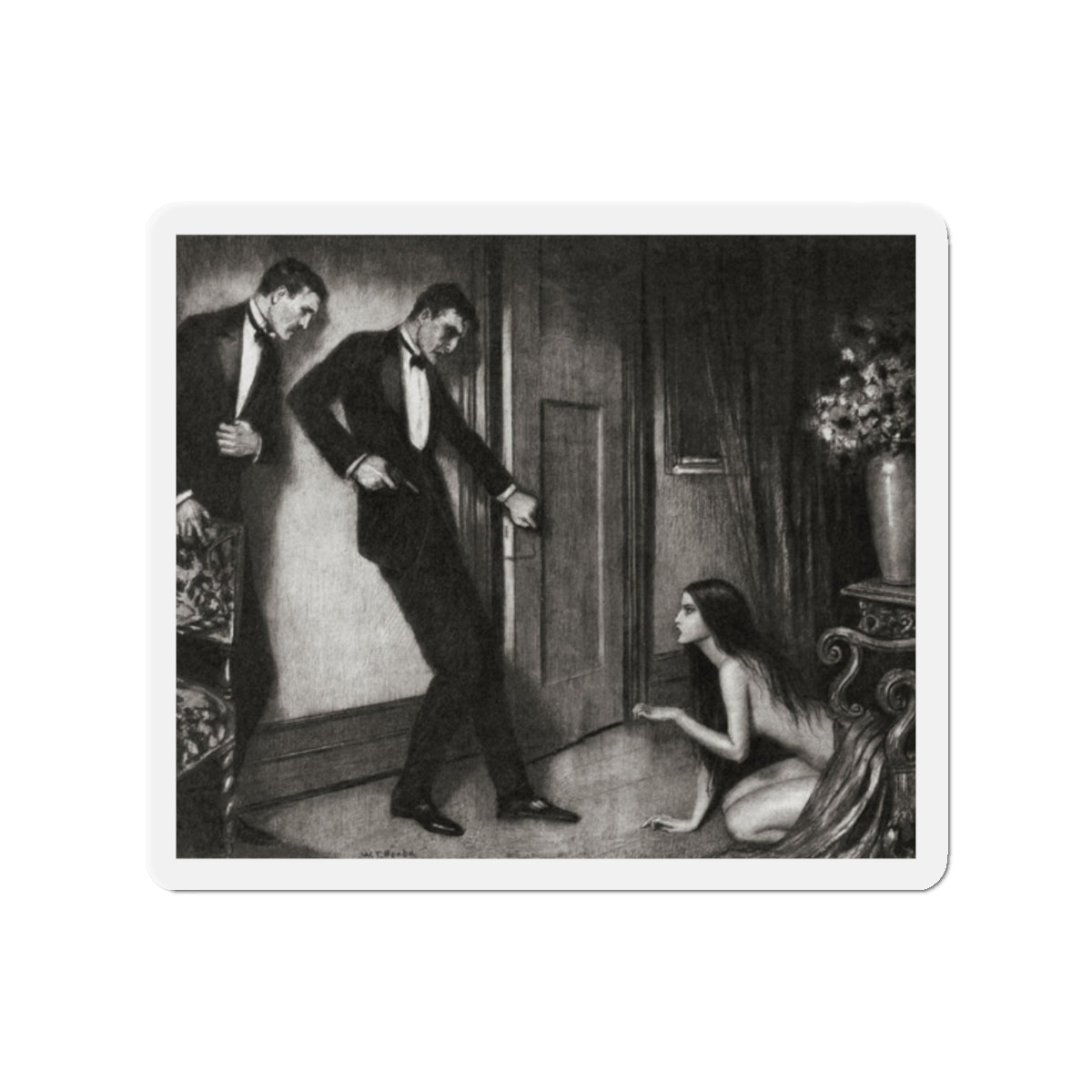 O Chivalry (2), Liberty magazine, July 20, 1929 (Magazine Illustration) Refrigerator Magnet-2" x 2"-The Sticker Space