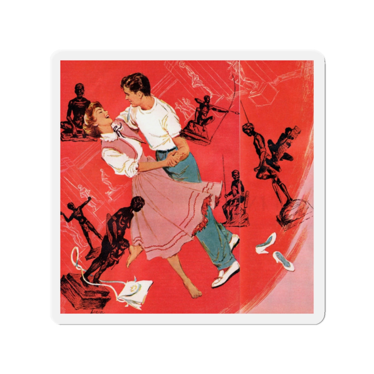 O Lovely Day, Redbook, January 1953 (Magazine Illustration) Refrigerator Magnet-2" x 2"-The Sticker Space