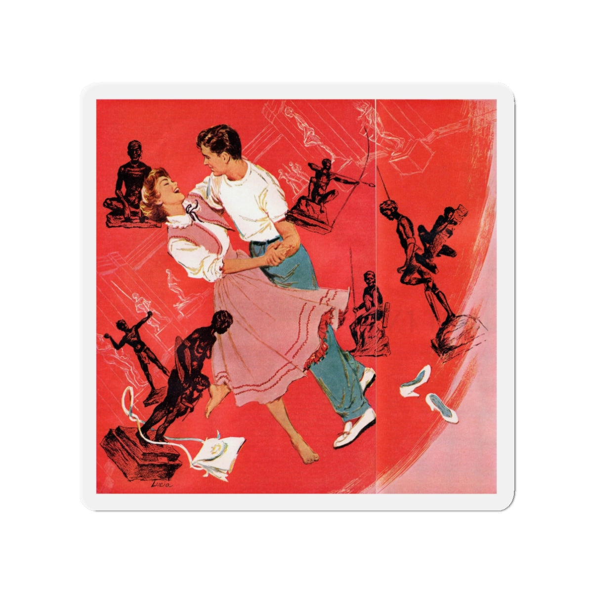 O Lovely Day, Redbook, January 1953 (Magazine Illustration) Refrigerator Magnet-3" x 3"-The Sticker Space