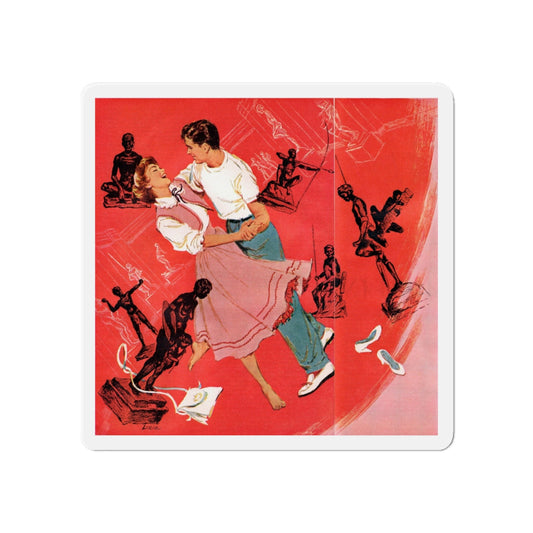 O Lovely Day, Redbook, January 1953 (Magazine Illustration) Refrigerator Magnet-6 × 6"-The Sticker Space