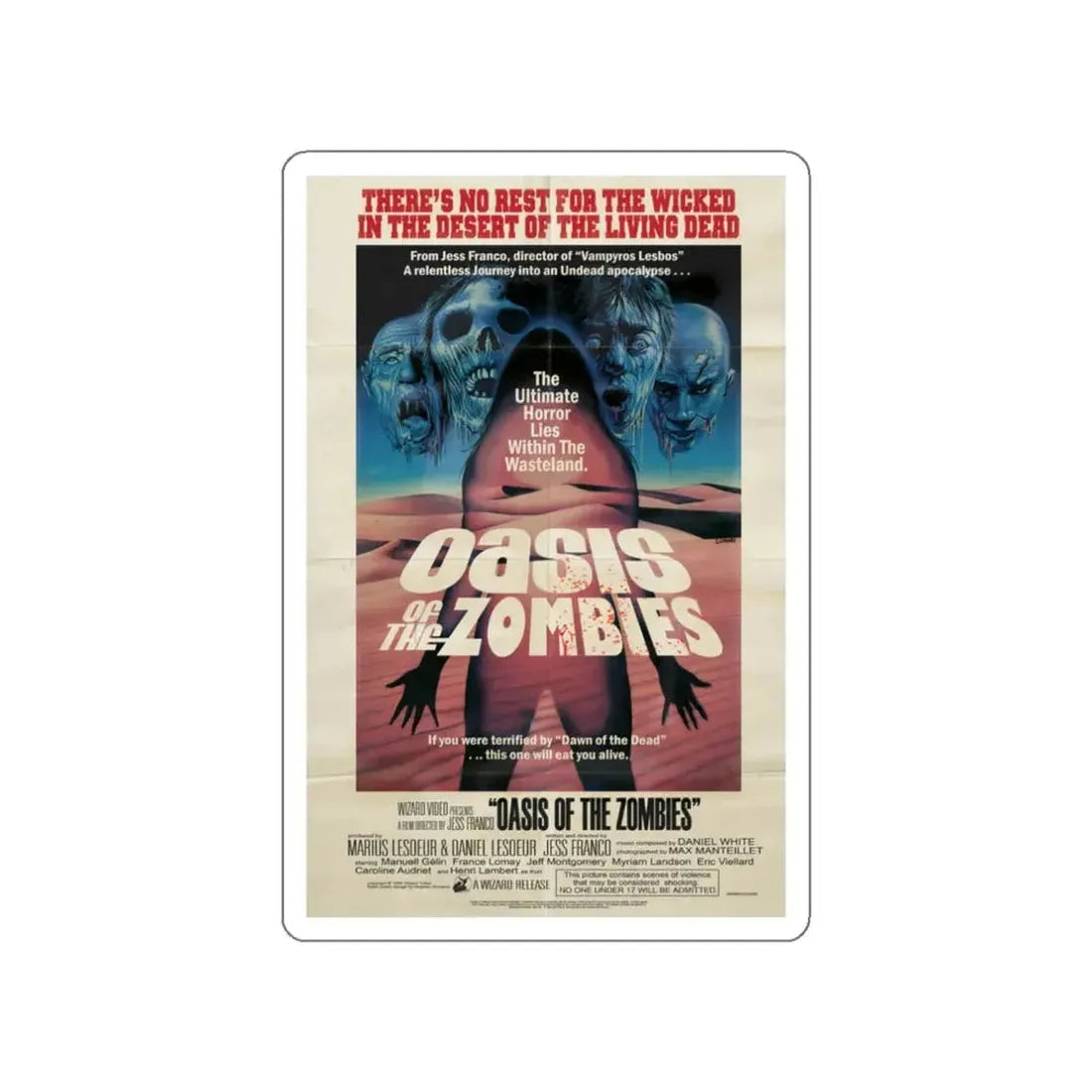 OASIS OF THE ZOMBIES 1982 Movie Poster STICKER Vinyl Die-Cut Decal 3 Inch - The Sticker Space