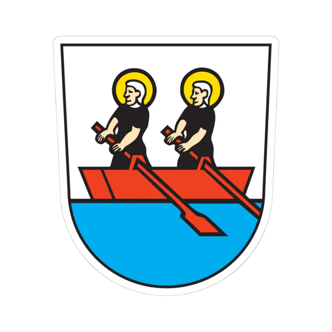 Oberägeri Wappen (Switzerland) (Coat of Arms) STICKER Vinyl Kiss-Cut Decal 4 Inch White - The Sticker Space