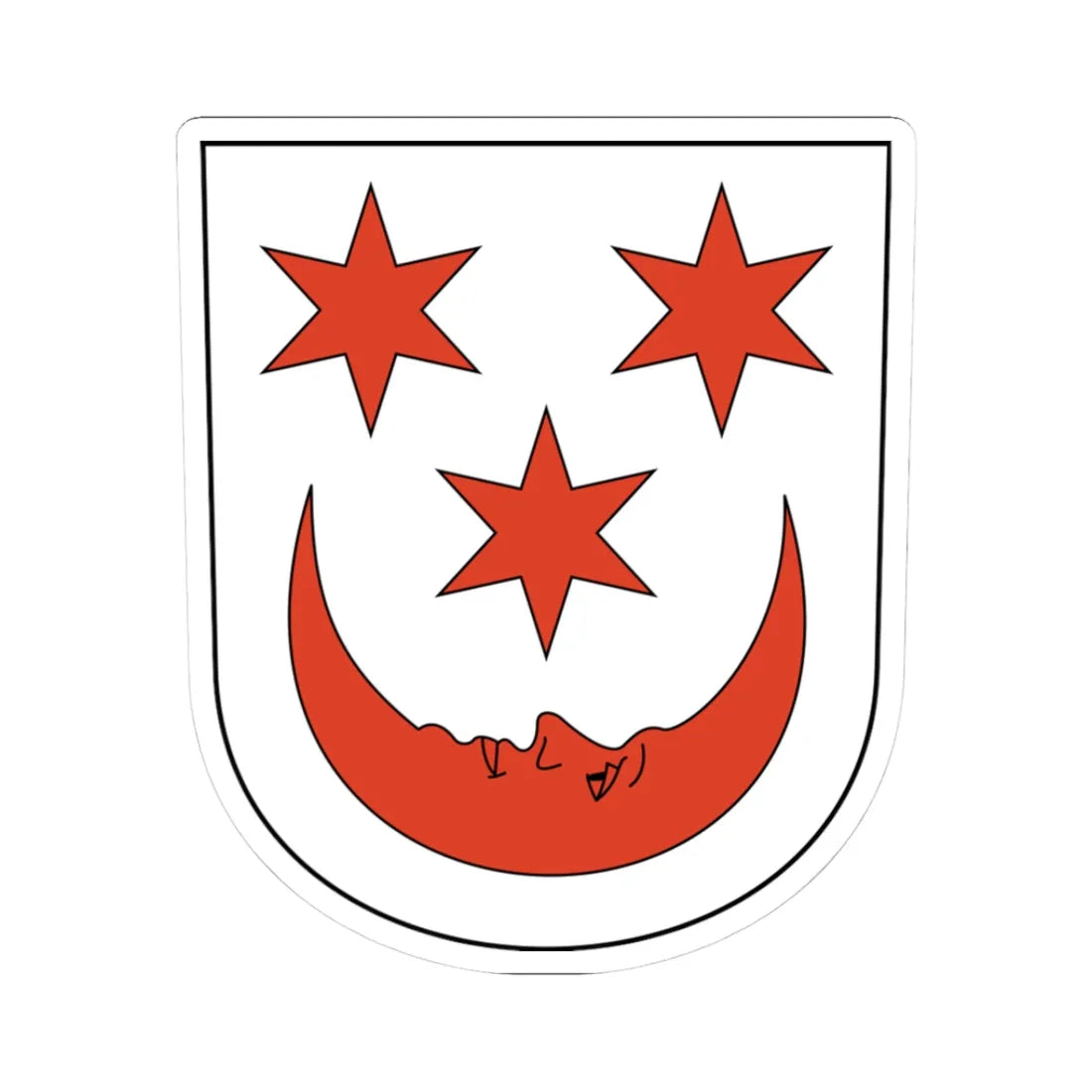 Oberglatt-blazon (Switzerland) (Coat of Arms) STICKER Vinyl Kiss-Cut Decal 3 Inch White - The Sticker Space