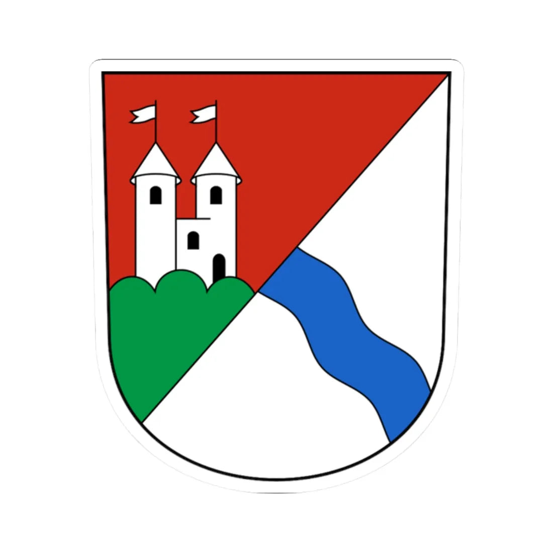 Obergösgen-blazon (Switzerland) (Coat of Arms) STICKER Vinyl Kiss-Cut Decal 2 Inch White - The Sticker Space