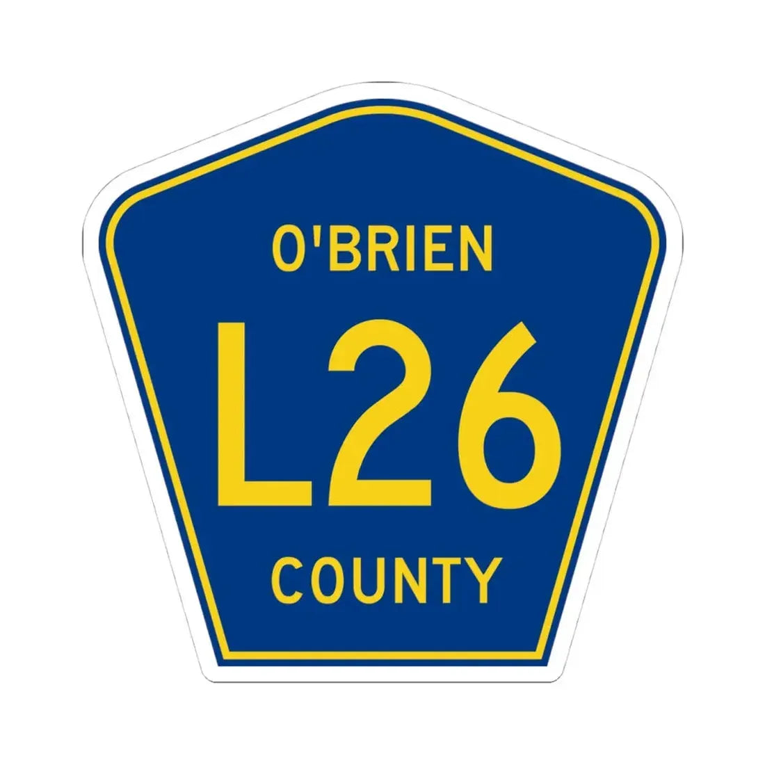 OBrien County Route L26 IA (Iowa) (Road Sign) STICKER Vinyl Kiss-Cut Decal 4 Inch White - The Sticker Space