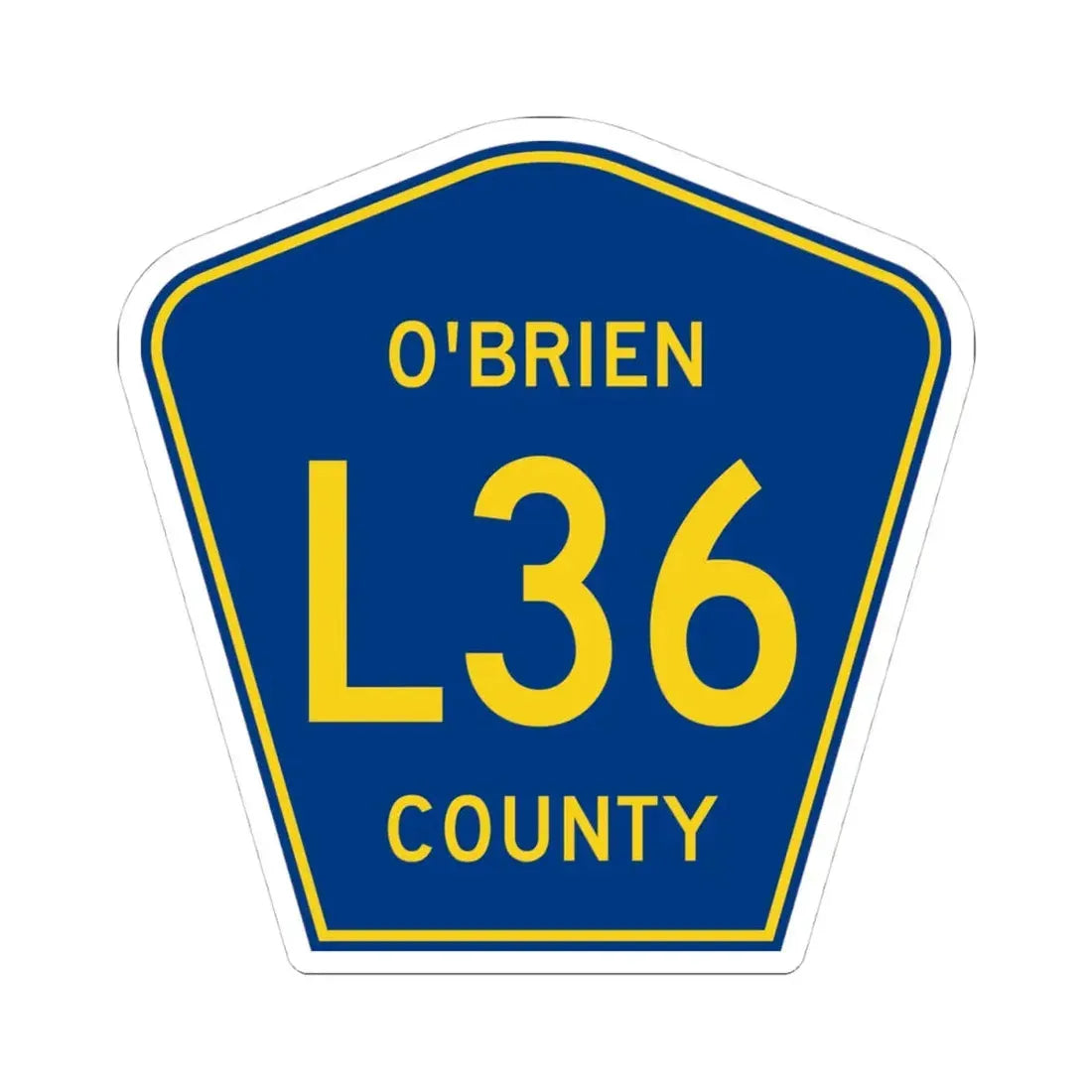 OBrien County Route L36 IA (Iowa) (Road Sign) STICKER Vinyl Kiss-Cut Decal 4 Inch White - The Sticker Space