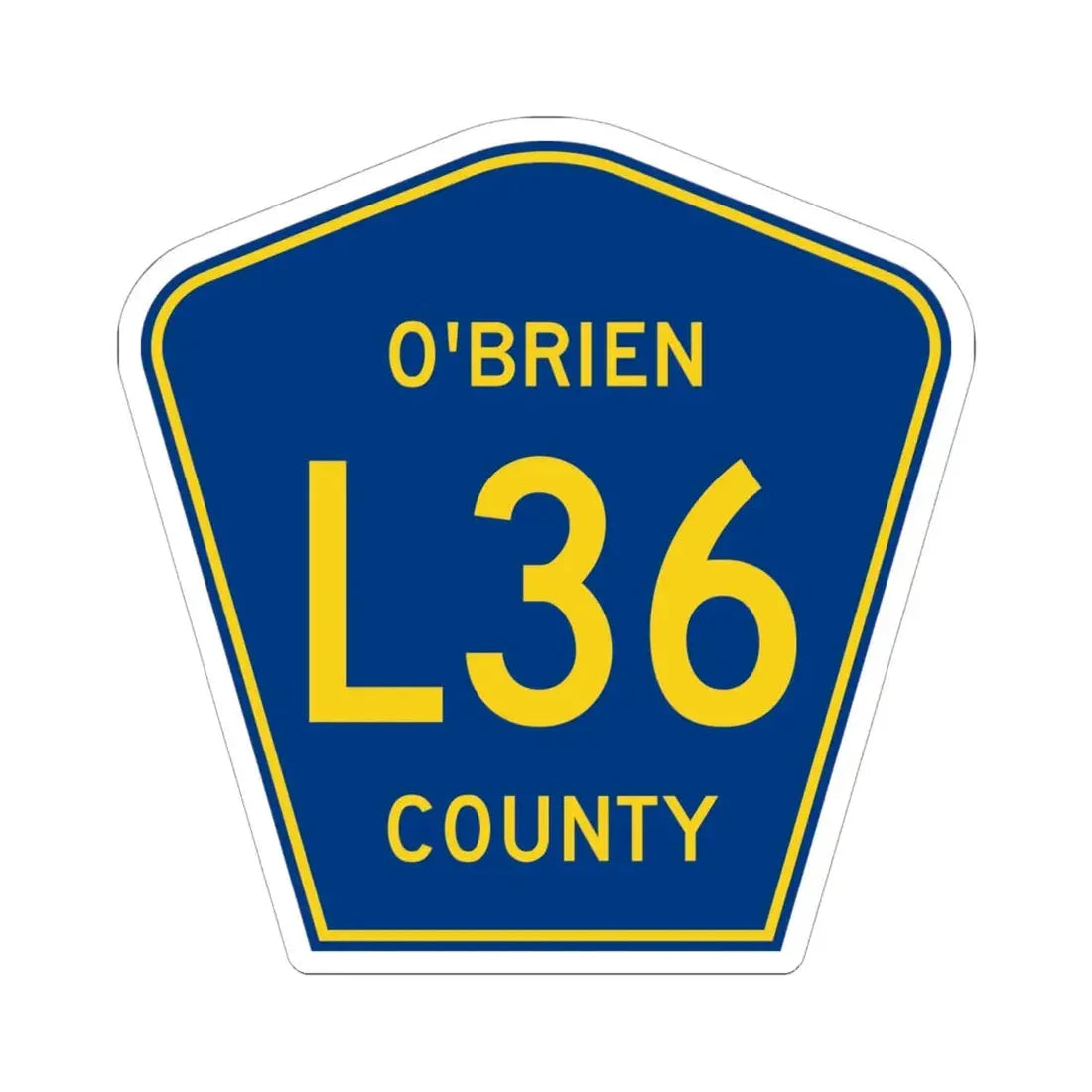 OBrien County Route L36 IA (Iowa) (Road Sign) STICKER Vinyl Kiss-Cut Decal 6 Inch White - The Sticker Space