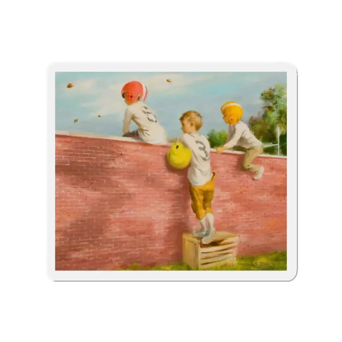 Observing the Game (Magazine Illustration) Refrigerator Magnet 2 Inch - The Sticker Space