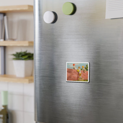 Observing the Game (Magazine Illustration) Refrigerator Magnet-The Sticker Space