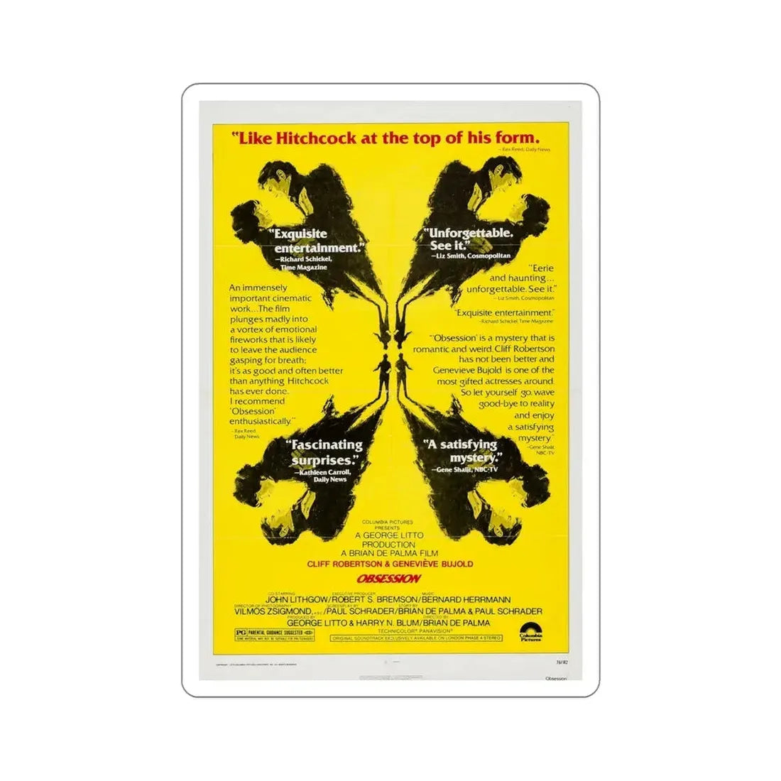 Obsession 1976 Movie Poster STICKER Vinyl Die-Cut Decal 6 Inch - The Sticker Space