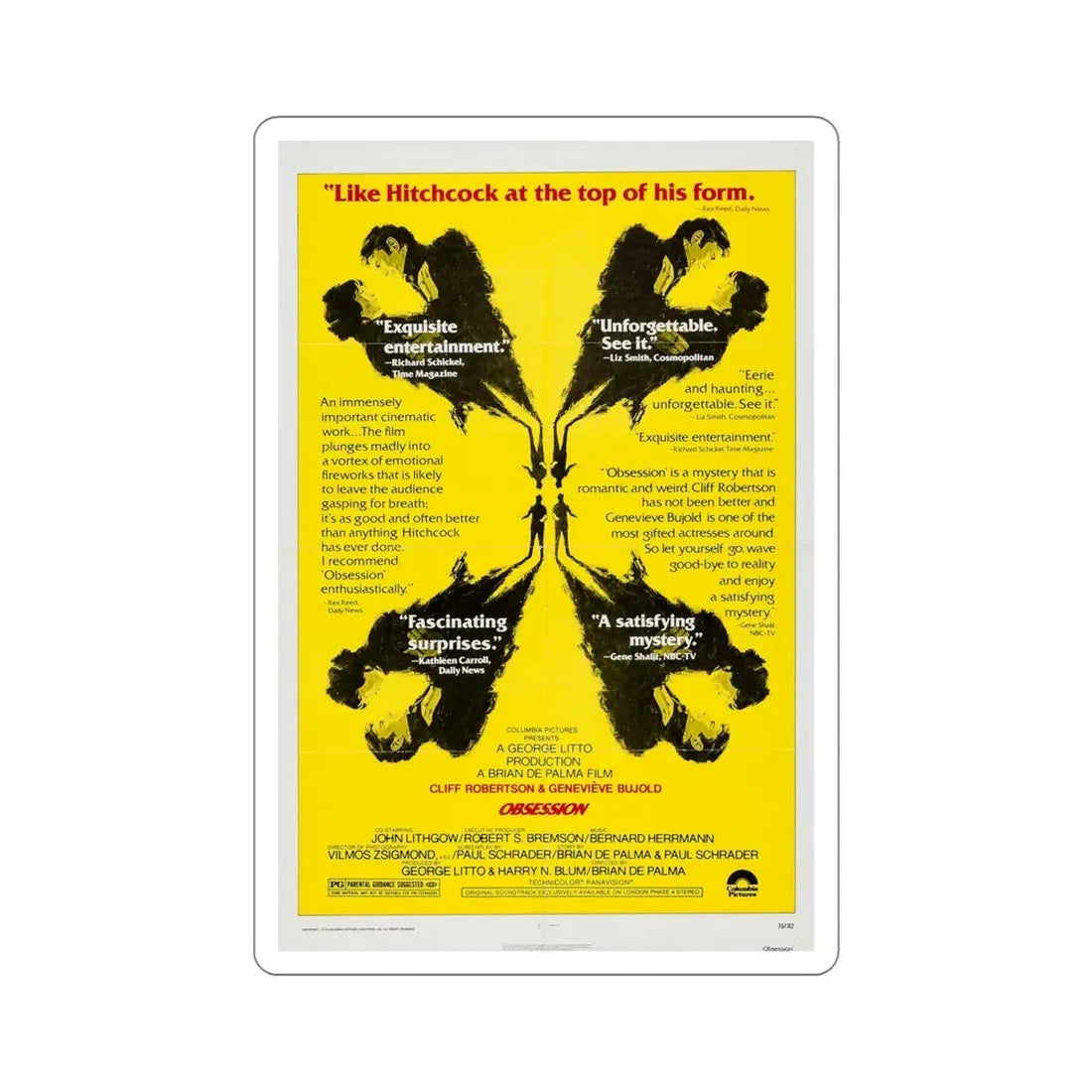 Obsession 1976 Movie Poster STICKER Vinyl Die-Cut Decal - The Sticker Space