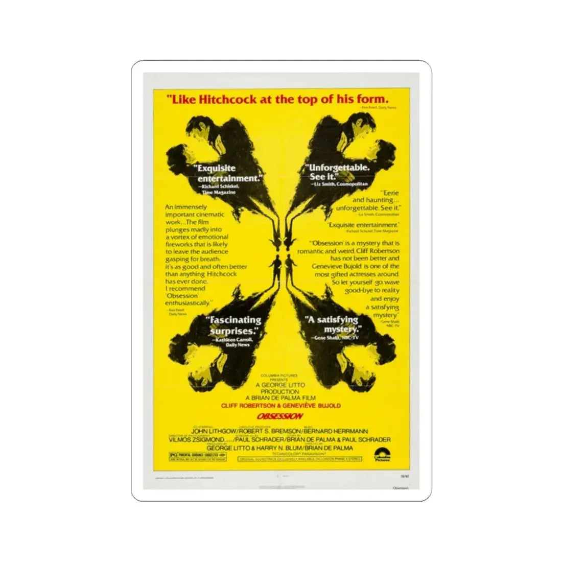 Obsession 1976 Movie Poster - STICKER Vinyl Kiss-Cut Decal 2 Inch White - The Sticker Space