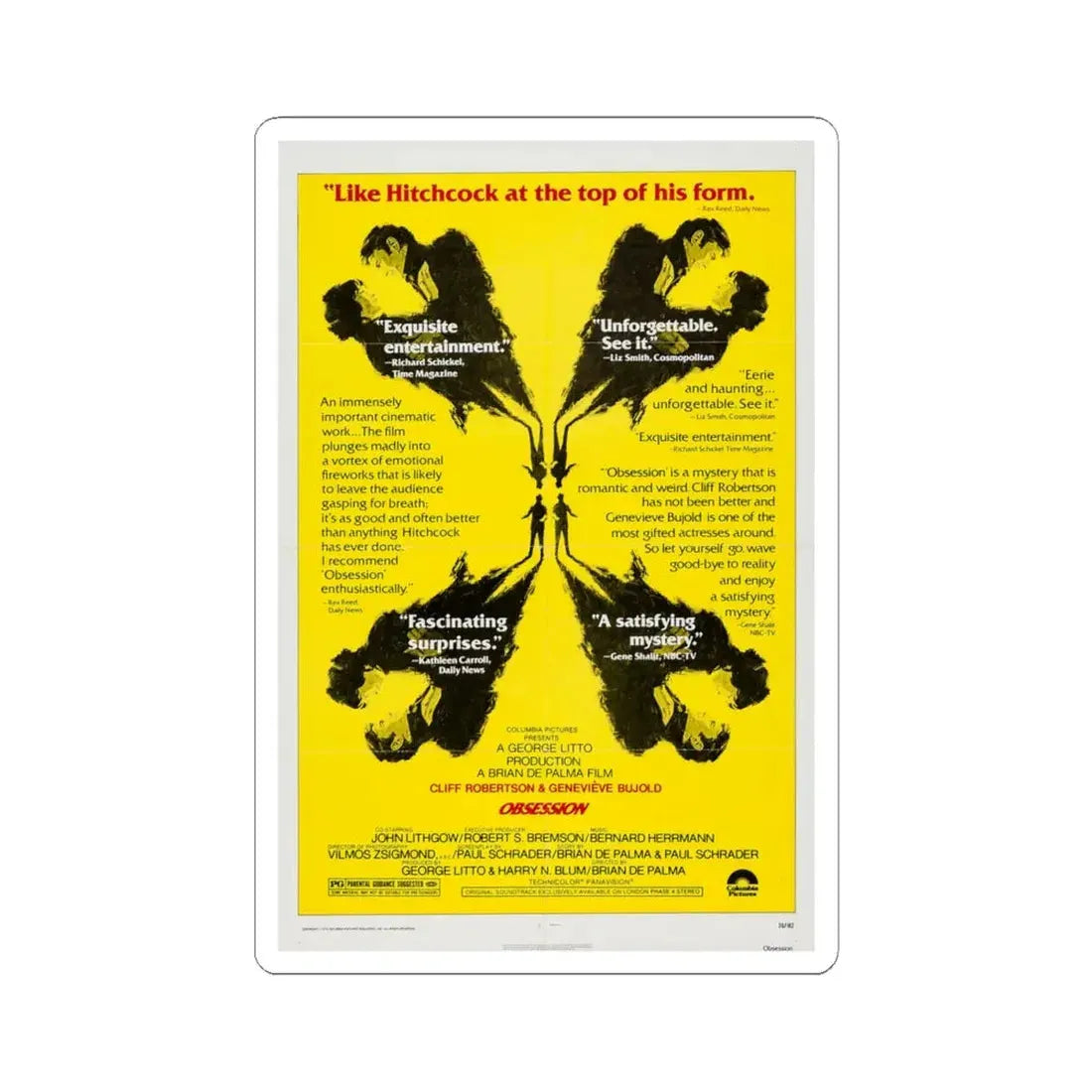 Obsession 1976 Movie Poster - STICKER Vinyl Kiss-Cut Decal 4 Inch White - The Sticker Space