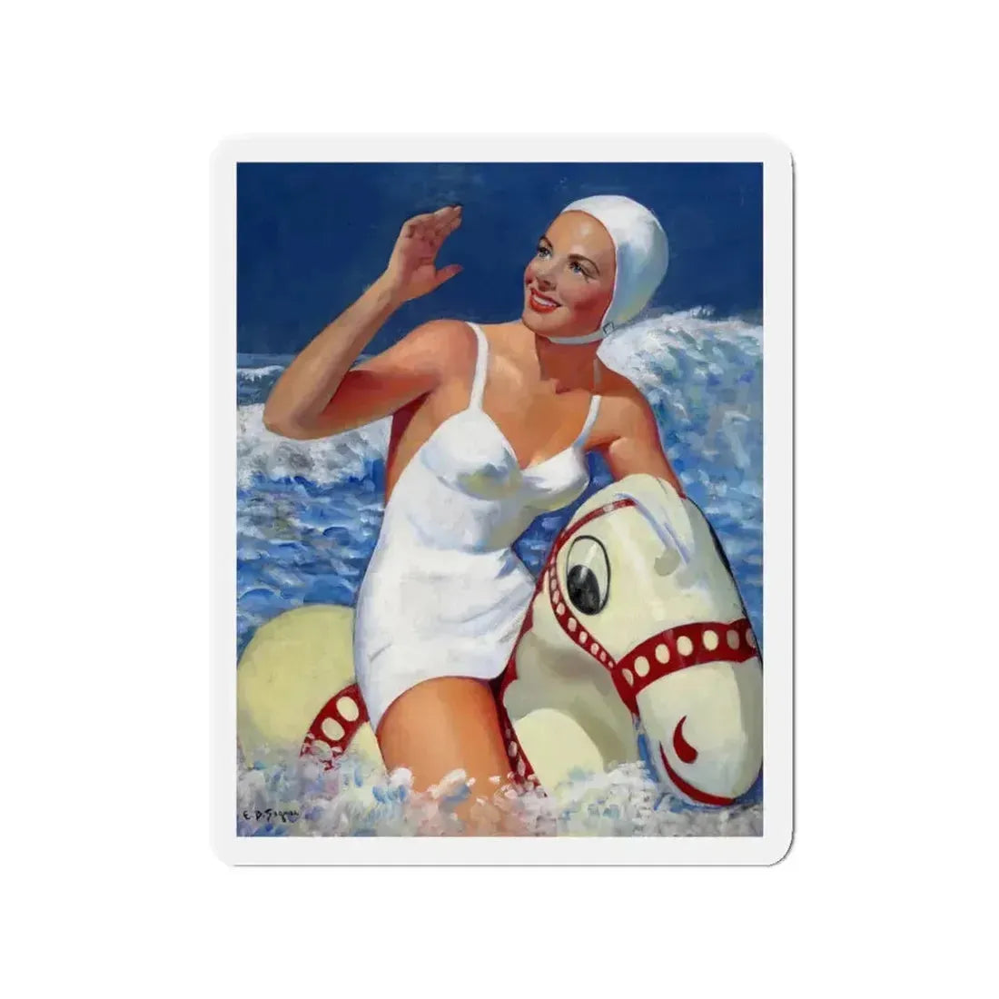 Ocean Fun (Magazine Illustration) Refrigerator Magnet 3 Inch - The Sticker Space