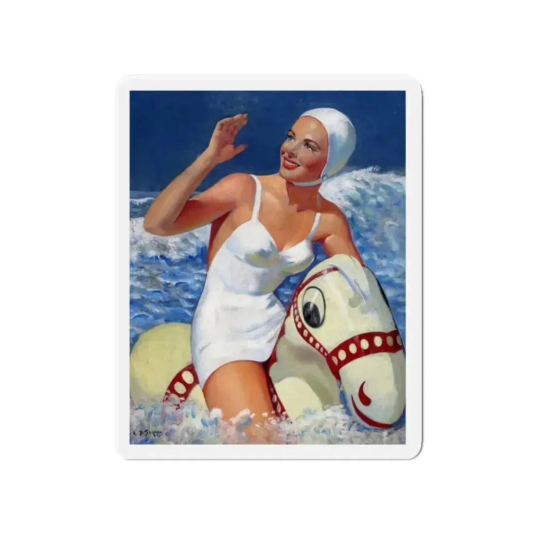 Ocean Fun (Magazine Illustration) Refrigerator Magnet 4 Inch - The Sticker Space