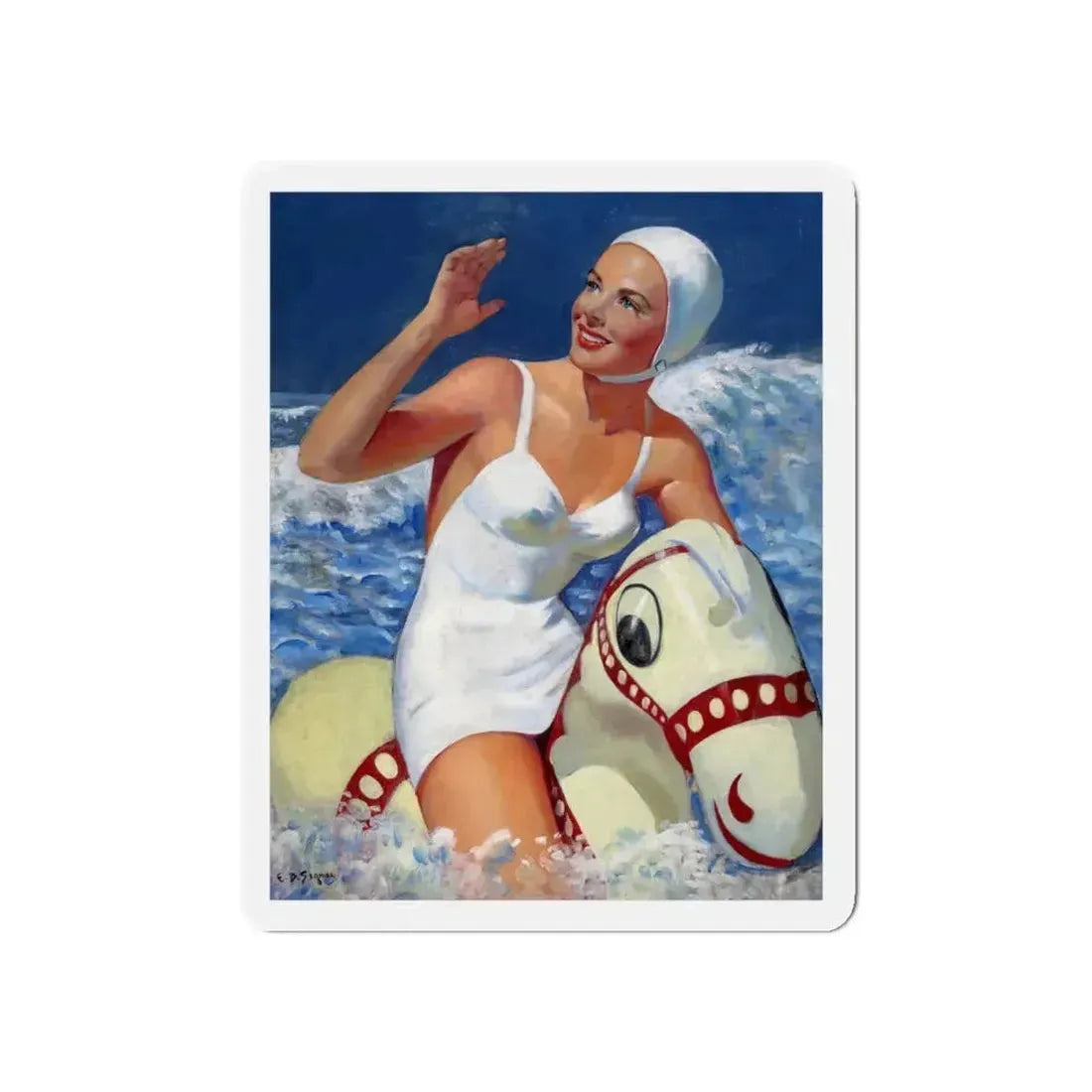 Ocean Fun (Magazine Illustration) Refrigerator Magnet 5 Inch - The Sticker Space