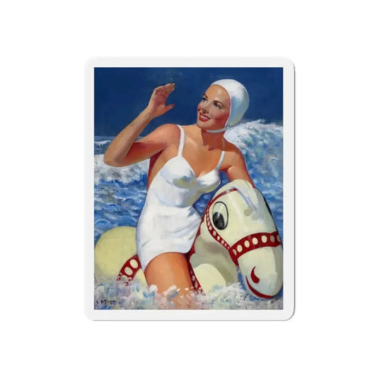 Ocean Fun (Magazine Illustration) Refrigerator Magnet 6 Inch - The Sticker Space