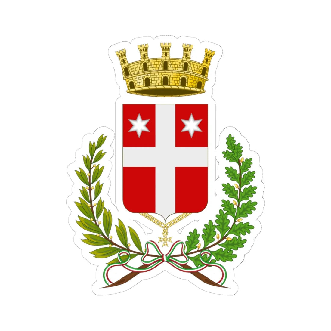 Oderzo-Stemma (Italy) (Coat of Arms) STICKER Vinyl Kiss-Cut Decal 4 Inch White - The Sticker Space
