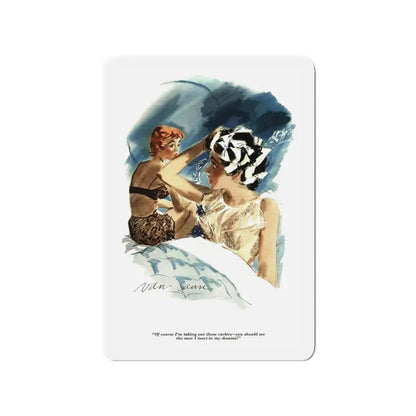 Of course I'm taking out these curlers, Esquire, May 1954 (Magazine Illustration) Refrigerator Magnet 3 Inch - The Sticker Space