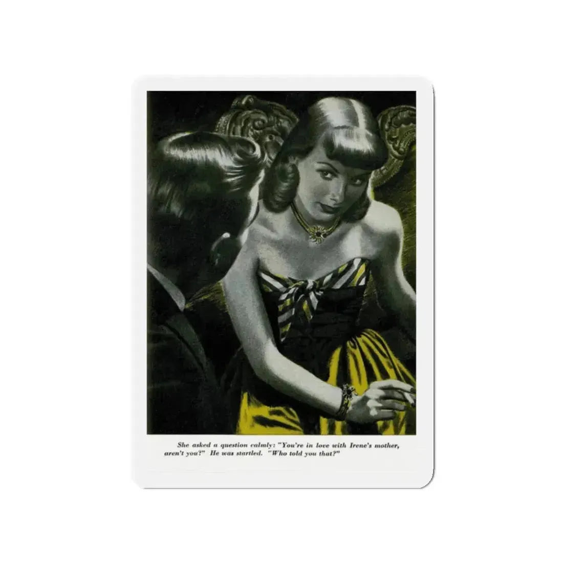 Of Course, She's Older (2), Redbook, February 1947 (Magazine Illustration) Refrigerator Magnet 2 Inch - The Sticker Space