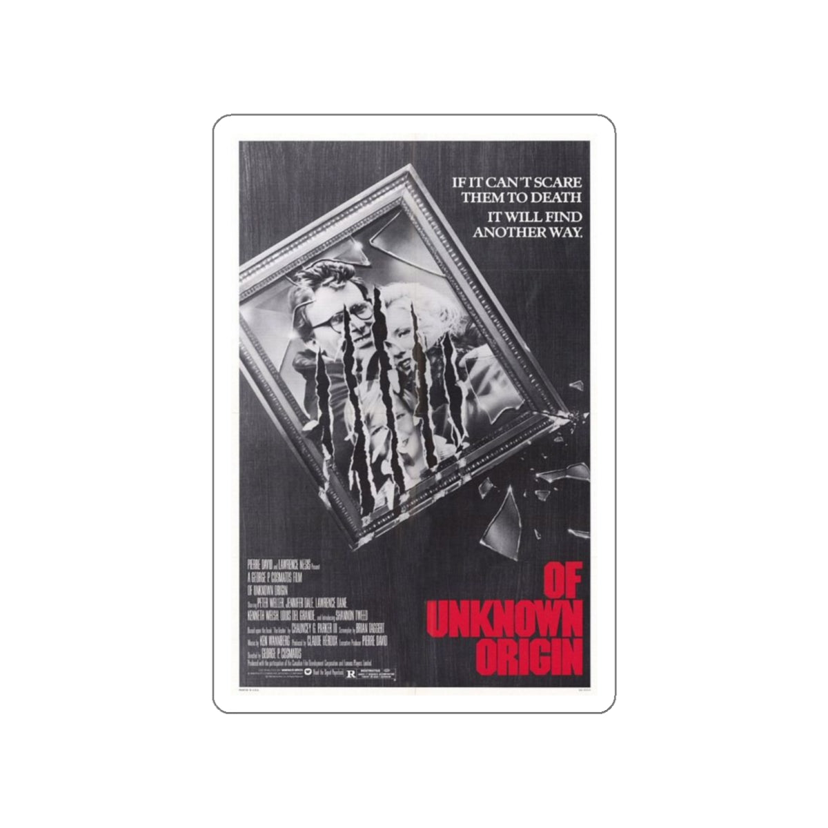 OF UNKOWN ORIGIN 1983 Movie Poster STICKER Vinyl Die-Cut Decal-White-The Sticker Space