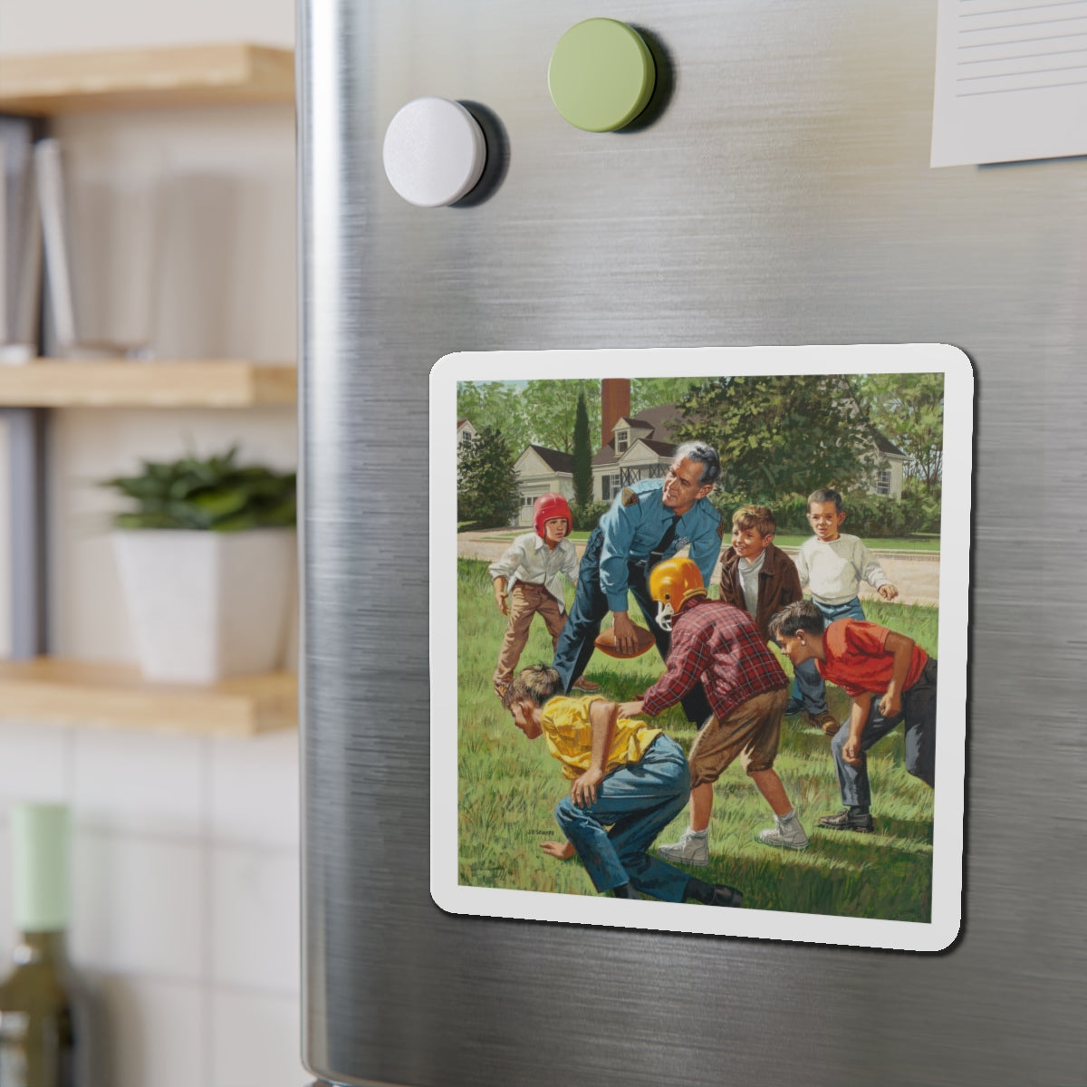 Off Duty (Magazine Illustration) Refrigerator Magnet-The Sticker Space