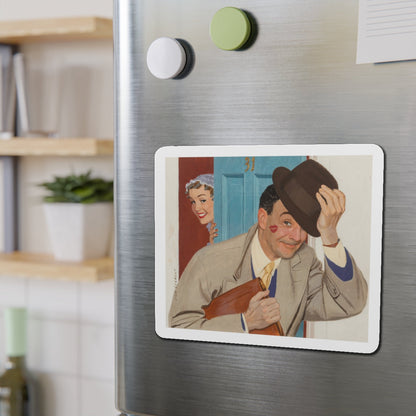 Off to Work, This Week Magazine, 1958 (Magazine Illustration) Refrigerator Magnet-The Sticker Space