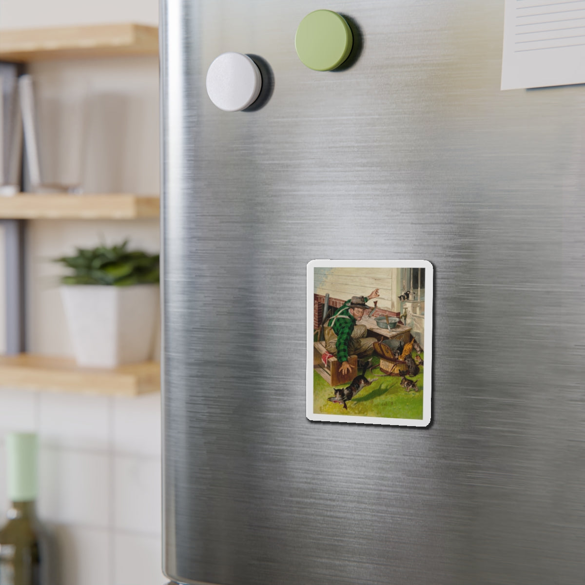 Off with the Fish, Outdoor Life magazine cover (Magazine Illustration) Refrigerator Magnet-The Sticker Space