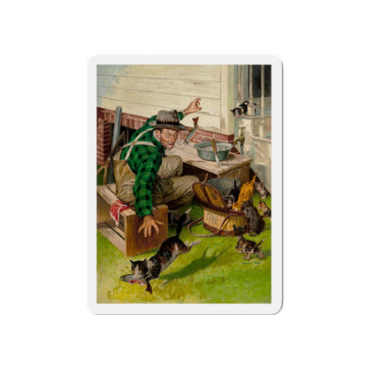 Off with the Fish, Outdoor Life magazine cover (Magazine Illustration) Refrigerator Magnet-5" x 5"-The Sticker Space