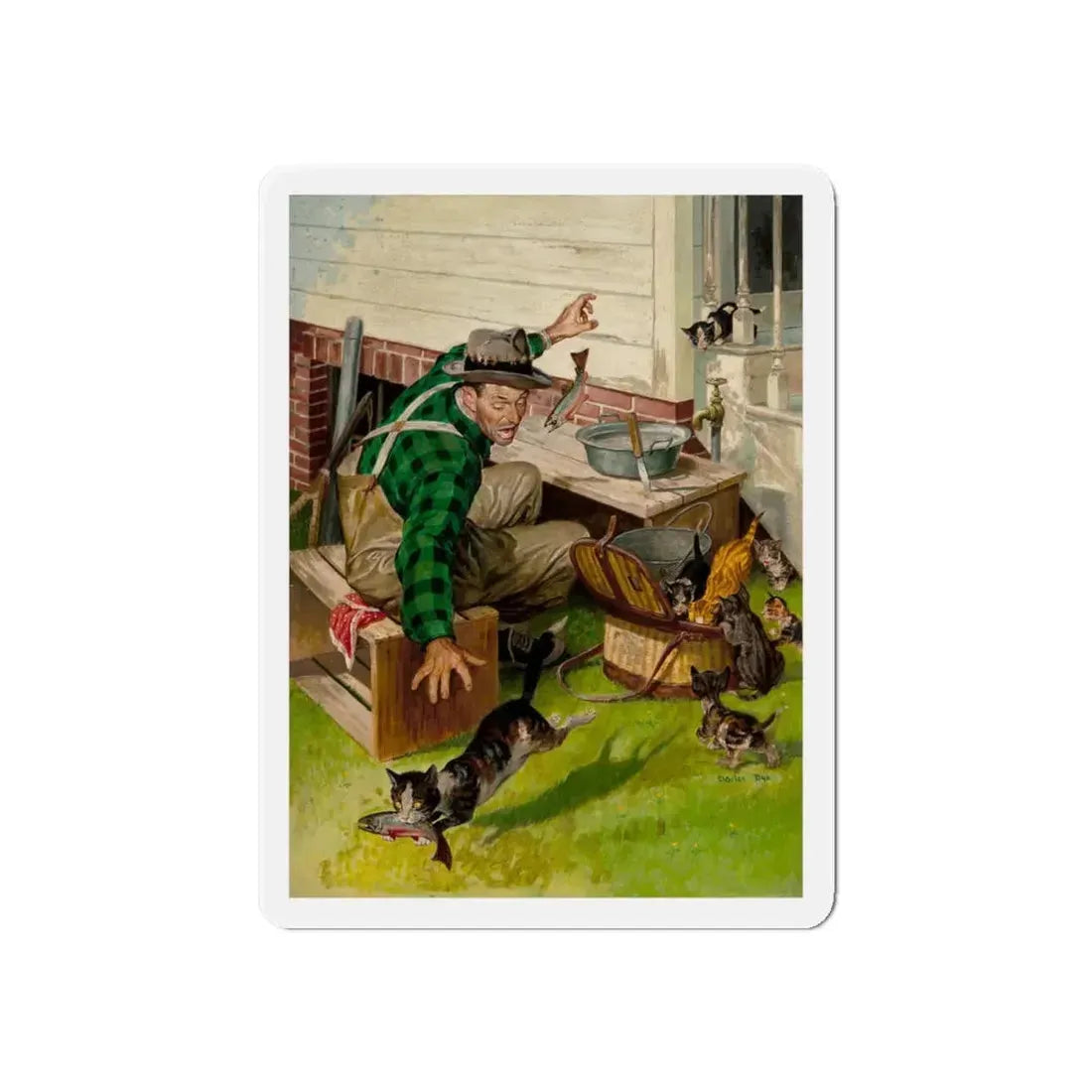 Off with the Fish, Outdoor Life magazine cover (Magazine Illustration) Refrigerator Magnet - The Sticker Space