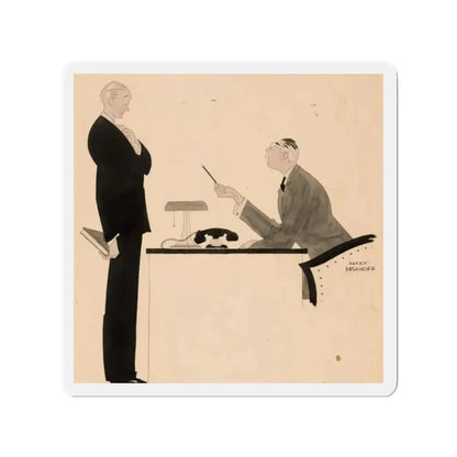 Office Confrontation (c. 1920s) (Magazine Illustration) Refrigerator Magnet 2 Inch - The Sticker Space